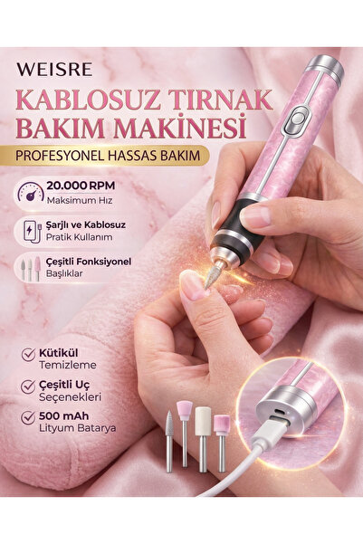 Weisre Şarjlı Manikür Pedikür Seti 20.000 RPM Profesyonel Tırnak Freze Makinesi