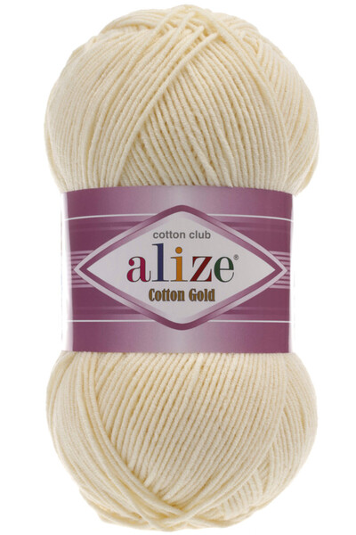 Alize Βαμβακερό νήμα χειροπλεκτικής Cotton Gold 01 Κρεμ 100 γραμμάρια 330 μέτρα