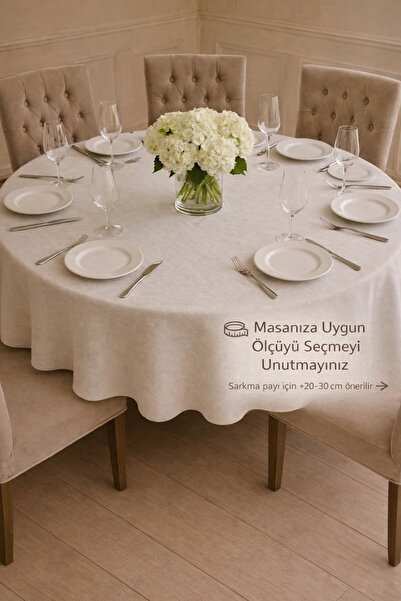 Rona Home Στρογγυλό τραπεζομάντιλο μονόχρωμο, ανθεκτικό στο νερό και τους λεκ...