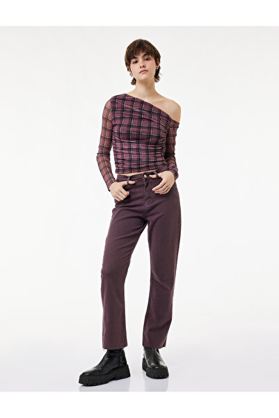 Koton Βαμβακερό παντελόνι με στενή εφαρμογή με τσέπες με κουμπιά καμπάνα Crop...