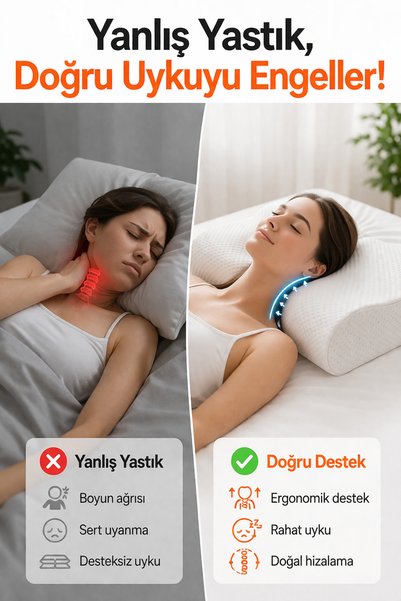 KIRLENT EV Orthopedic Visco Pillow XL 37x57cm Cervical Herniation Neck Straightening Neck Pain Supported Pillow