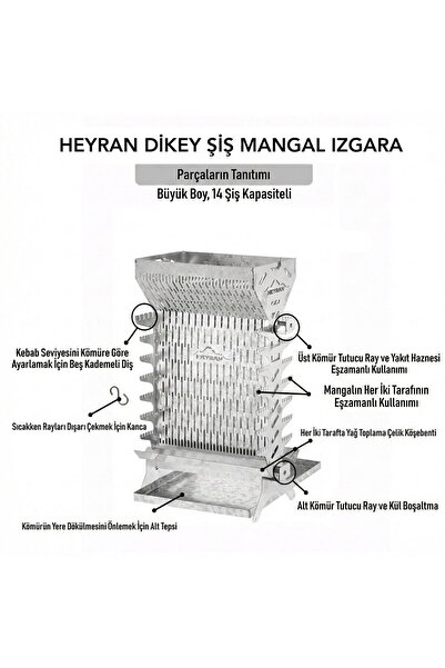 heyran camp Büyük boy dikey mangal ızgara