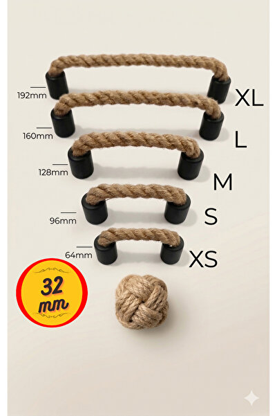 Barbarossa 32mm Hasır Kulp Kapı Dolap Vestiyer Çekmece Kulbu Hasırkulp 32mm