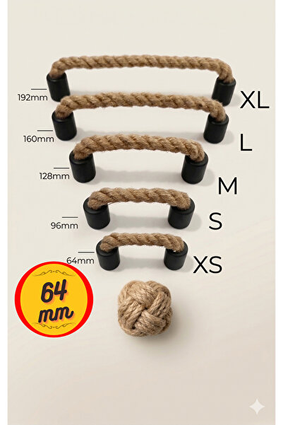 Barbarossa 64mm Hasır Kulp Kapı Dolap Vestiyer Çekmece Kulbu Hasırkulp 64mm