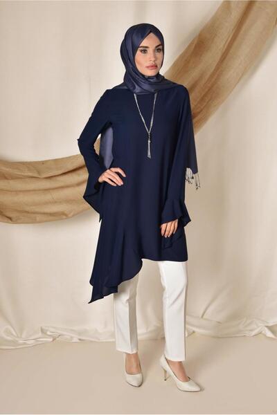 Alvina ASİMETRİK KESİM PİLİSE DETAYLI TUNİK 4852