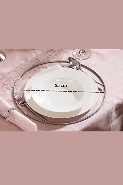 Edora Home Ματ ασημί στρογγυλό σουπλά αμερικάνικου σέρβις, δαχτυλίδι παρουσία...