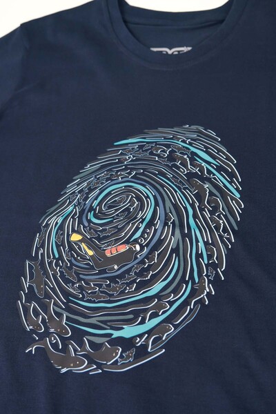 Tarrzzcom Fingerprint and Diver Printed Design T-Shirt