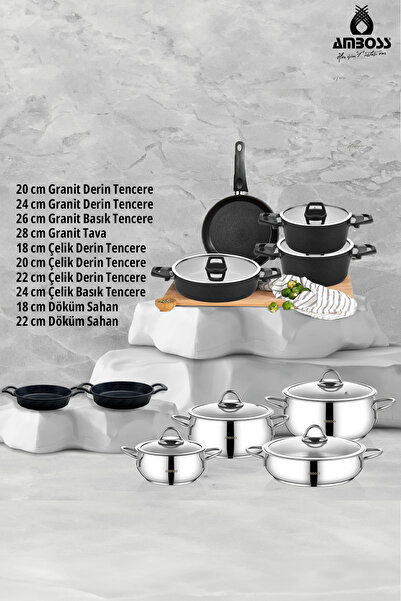 Amboss 17 Piece Economical Stainless Steel And Casting Fireproof Non-Stick Co...