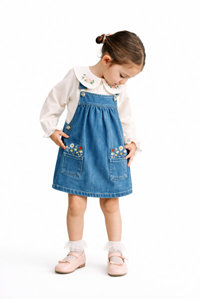Overdo Girl's Shirt Denim Dress Suit