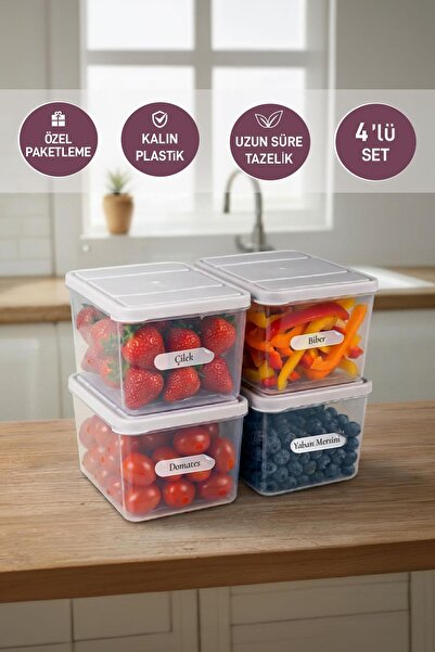 SELKA HOME 4 Adet Derin 1 Lt. Nora Organizer Buzdolabı Buzluk Düzenleyici Sak...