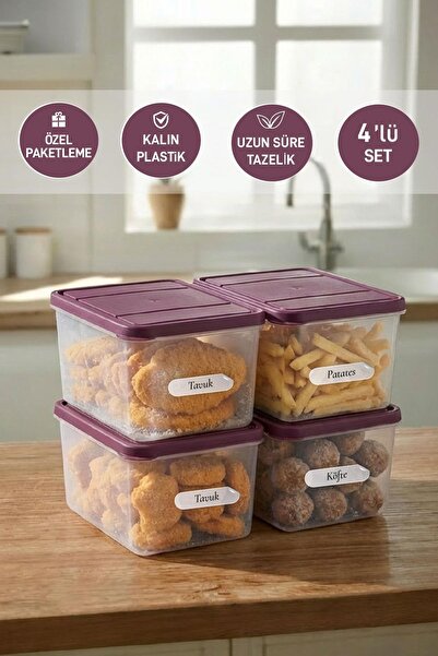 SELKA HOME 4 Adet Derin 1 Lt. Nora Organizer Buzdolabı Buzluk Düzenleyici Sak...