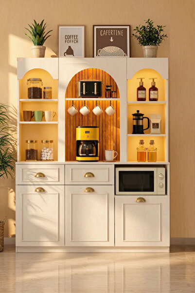 Avmpark Küba Kahve Köşesi 3K Airfry Kiler Dolabı Çok Amaçlı Bar Dolabı Led Iş...