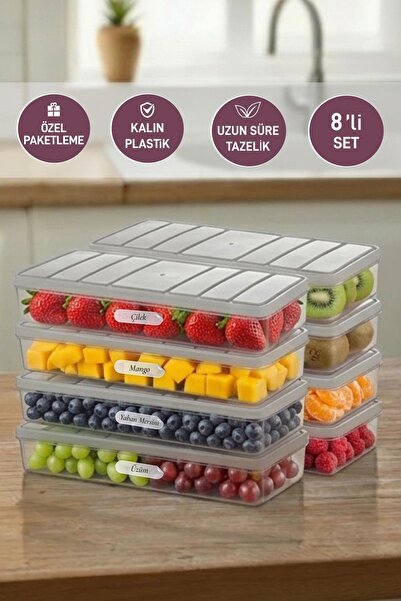 SELKA HOME 8 Pieces 1 Liter Nora Organizer Refrigerator Freezer Organizer Sto...