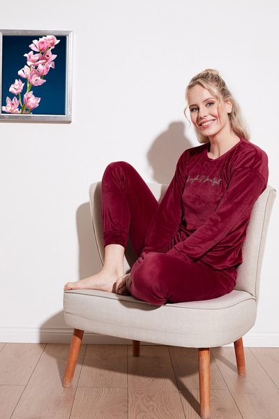 Lela Σετ πιτζάμες με μαλακή υφή από βελούδο με κανονική εφαρμογή ΣΕΤ ΠΙΤΖΑΜΕΣ...