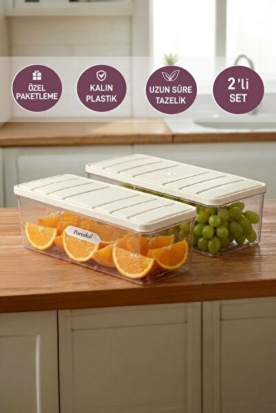 SELKA HOME 2 Adet 2 Lt. Nora Organizer Buzdolabı Buzluk Düzenleyici Saklama Kabı