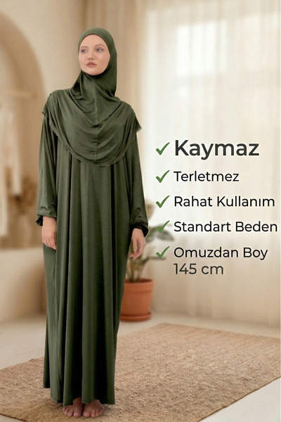 Sonbaharmoda Γυναικείο φόρεμα προσευχής Hijab από βαμβακερό χτενισμένο ύφασμα...