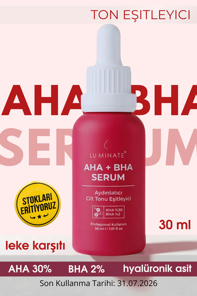 Luminate AHA 30% + BHA 2% Serum Glikolik Salisilik Asit Leke Karşıtı Cilt Ton...