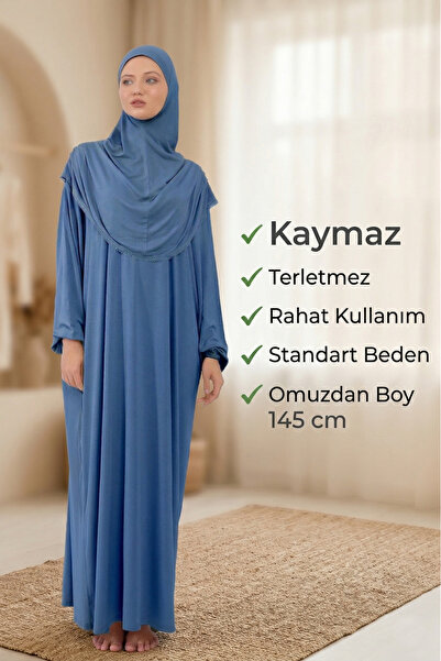 Sonbaharmoda Γυναικείο φόρεμα προσευχής Hijab από βαμβακερό χτενισμένο ύφασμα...