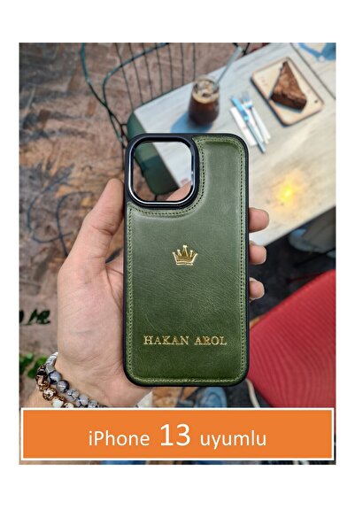 VİSSO Hakiki Deri Iphone 13 Uyumlu Kişiye Özel Deri Kılıf Isme Özel Telefon K...