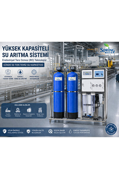 Spring Water Ters Ozmoz RO Su Arıtma Cihazı Günde 50 Ton Su Arıtma