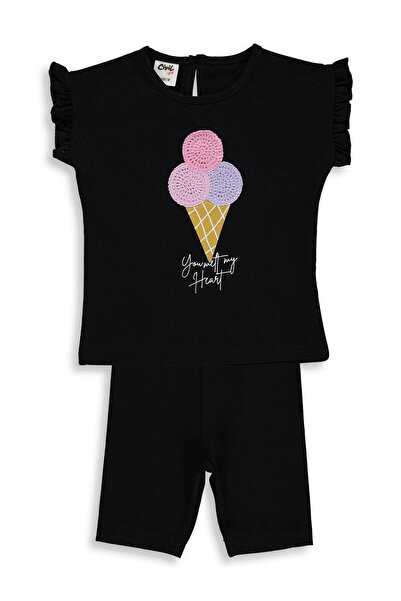 Civil Baby Dondurma Nakışlı 6-18 Ay Takım - Siyah
