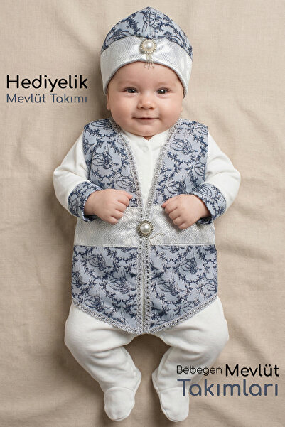 bebegen Tuğra Laci Gümüş Şehzade Erkek Bebek Mevlüt Takımı