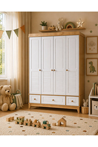 Cozibo Mosso 4 Kapılı Dolap, Bebek ve Genç Odası Dolap