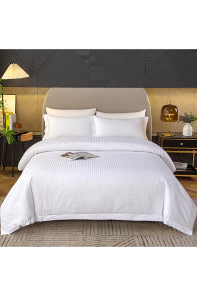 AZAD Double bed linen - 100% Cotton Damask 4 Pieces, 2 Persons, Color White 2...