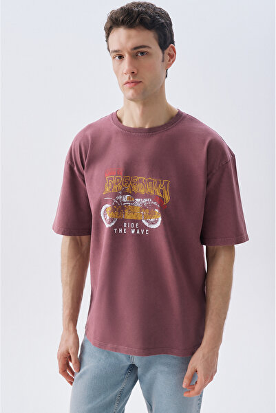 Mudo BASKILI OVERSIZE BİSİKLET YAKA T-SHIRT