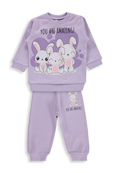 Civil Baby Tavşanlar Baskılı 6-18 Ay Takım - Lila