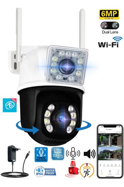 O-Kam 3012 Dual Lens 6MP Wifi Akıllı Kamera , Yapay Zeka, Gece Görüş, Karşılıklı Konuşma