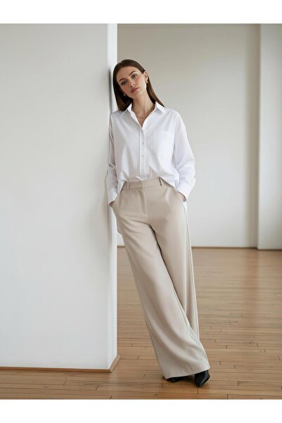 PERA MODA Υπερμεγέθες πουκάμισο ποπλίνας με μακρύ πίσω μέρος και κοντό μπροστ...