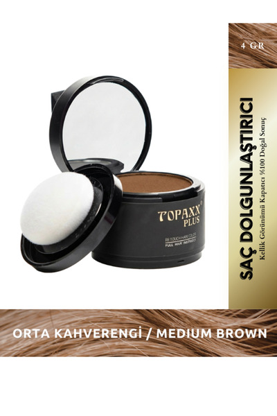 Topaxx Orta Kahverengi/Medium Brown Suya Dayanıklı Saç Dolgunlaştırıcı Seyrek...