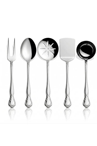 Arsel Dafne Sade Paslanmaz Çelik Sunum Servis Seti - Zarif Desenli, Yüksek Pa...