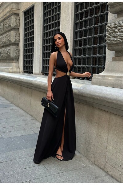 Friday Mood Γυναικείο Μάξι Φόρεμα με λεπτομέρεια κοσμήματος