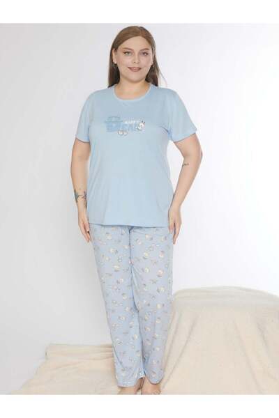DOWRY Plus Size Oversized Viscose Short Sleeve Summer Pajama Set B08-90