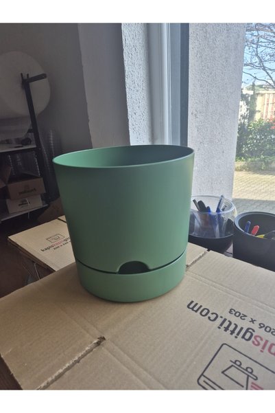 Poliwork Begonya 9 Litre Açık yeşil Tabaklı Saksı Ağız Çapı 24,5 Cm Yükseklik 23 Cm