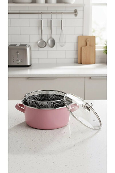 Nishev Kızartma Tenceresi Pembe 26 Cm 4,5 Lt