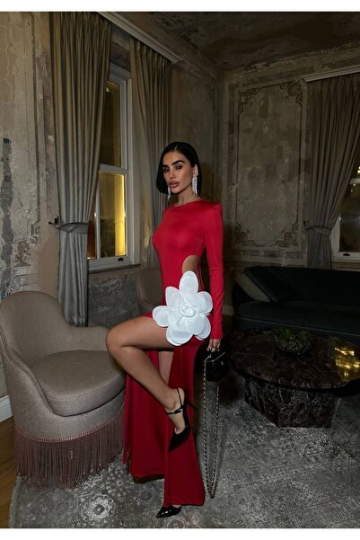 Friday Mood Rochie maxi cu decupaje cu fantă cu detalii accesorii pentru femei