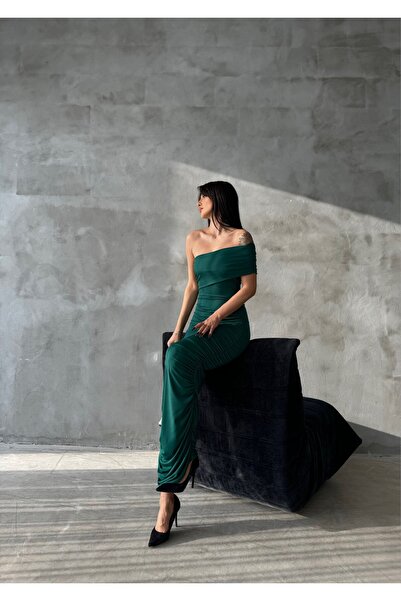 Friday Mood Γυναικείο μακρύ φόρεμα με έναν ώμο