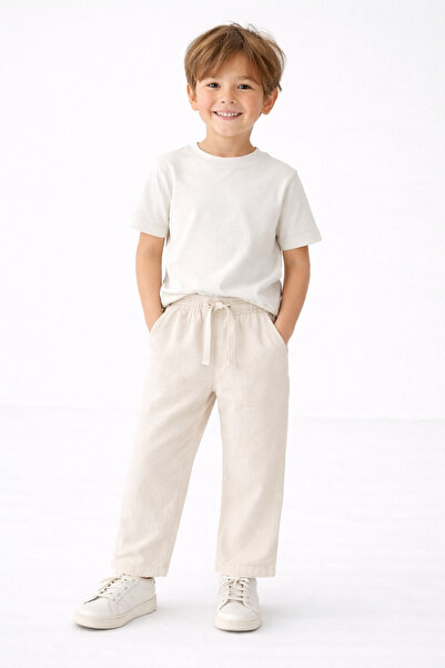 Alin Alp 5-16 Years Old Boys' White Muslin Trousers-5/6 Y