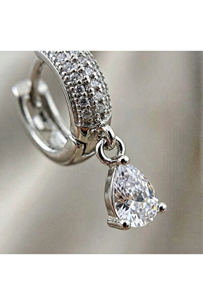 Siya Silver أقراط من حجر الزركون متدلية من الفولاذ