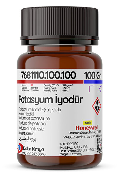 Dolar Kimya Potasyum İyodür (Potassium Iodide, Ekstra Saf >=98,5 %) | 100 Gram