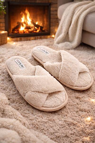RedPlay Women's House Slippers Guest Slippers Cross Tape Chinchilla Soft Sile...