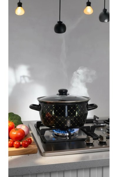 Nishev.com Evini Sev Kızartma Tenceresi Siyah Desenli 22 Cm 4,5 Lt
