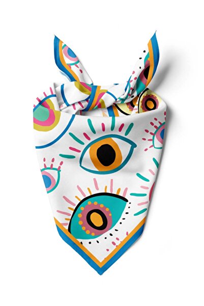 Vissona Göz Desenli %100 İpek Bandana 55x55