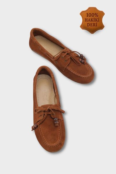 Capone Outfitters Γυναικεία παπούτσια σκαφών με κορδόνια και χάντρες από γνήσ...