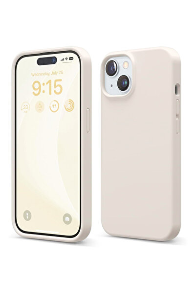 OEM Husa Silicon Soft Touch, Microfibra, Protectie Camere, pentru iPhone 15, Bej