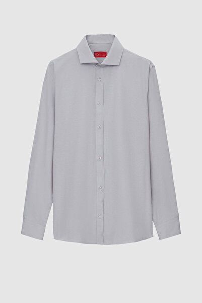 D'S Damat Ds Damat Slim Fit Γκρι Κλασικό Μακρύ μανίκι πουκάμισο που σιντεριέζ...