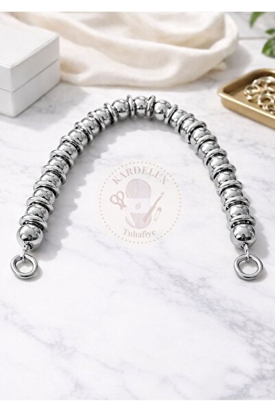 Kardelux Ακρυλικό Μεταλλιζέ Κομψό Λουράκι Τσάντας με Χάντρες-Λαβή-41εκ. Μήκος